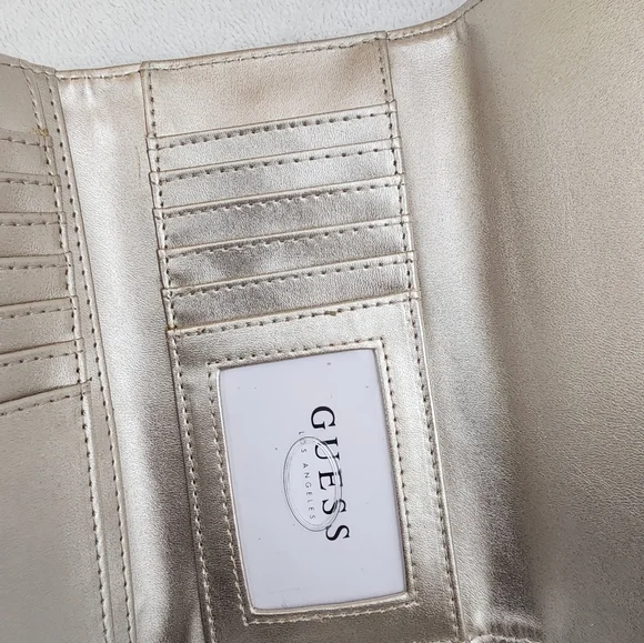GUESS Shawna Slim Clutch Wallet, Cognac slip pockets, 12 card slots and ID windo - Picture 4 of 8